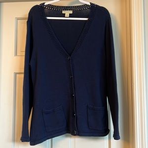 Appleseed Navy Blue Cardigan Size Large |100% Cotton